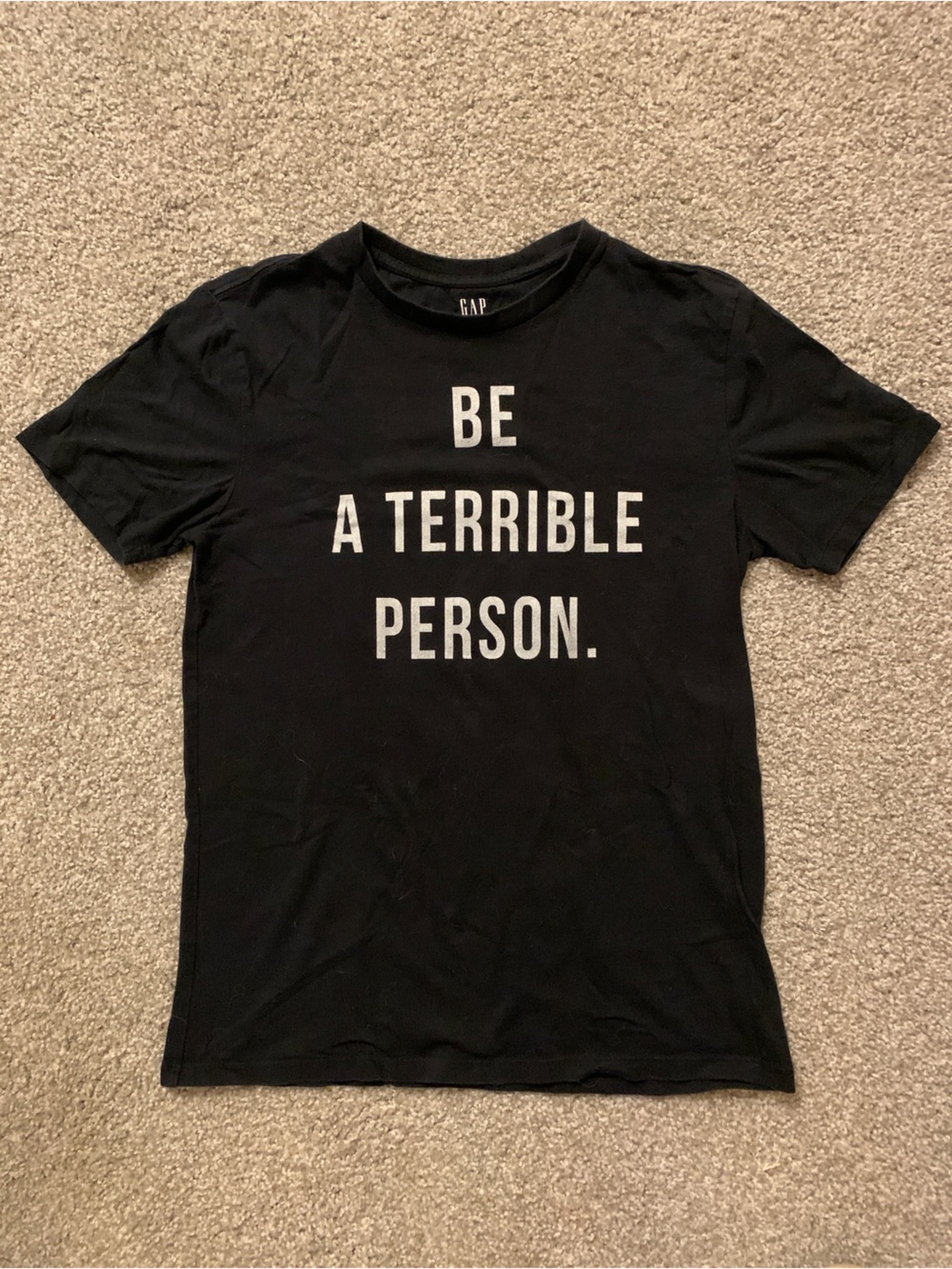 GAP Black Graphic Tee with White Text